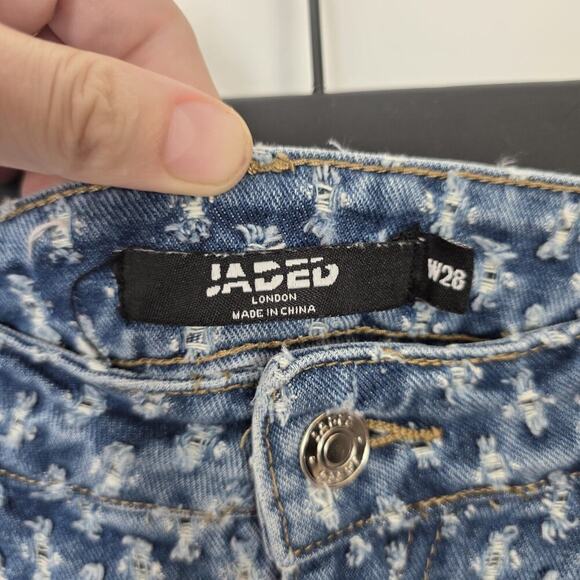 Jaded London Women's Medium Wash Distressed Streetwear Slouchy Jeans Size 28 - Picture 6 of 10